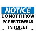 Notice Labels; Do Not Throw Paper Towels In Toilet, 10 x 14, Adhesive Vinyl
