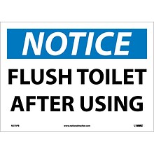 Notice Labels; Flush Toilet After Using, 10 x 14, Adhesive Vinyl