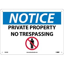 Notice Signs; Private Property No Trespassing, Graphic, 10X14, Rigid Plastic