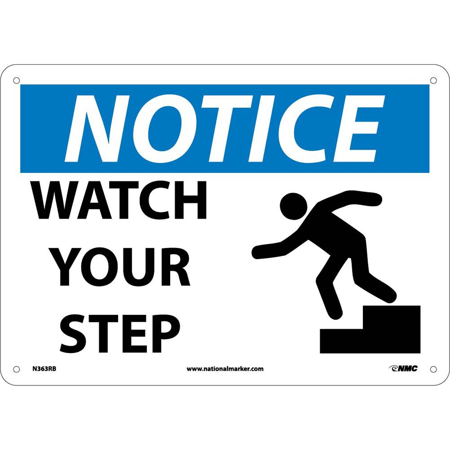 Notice Signs; Watch Your Step, Graphic,  10X14, Rigid Plastic