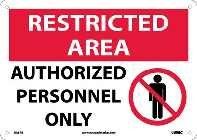 Notice Signs; Restricted Area, Authorized Personnel Only, Graphic, 10X14, Rigid Plastic