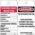Accident Prevention Tags; Confined Space Entry Permit, 6X3, Unrip Vinyl, 25/Pk