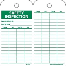 Accident Prevention Tags; Safety Inspection Record, 6 x 3 1/4, Unrip Vinyl, 25/Pack