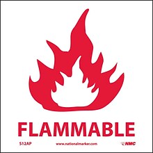 Information Labels; Flammable, 4X4, Adhesive Vinyl, Labels sold in 5/Pack
