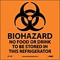 Biohazard No Food Or Drink . . .(Graphic); 4X4, Adhesive Vinyl, Labels sold in 5/Pk