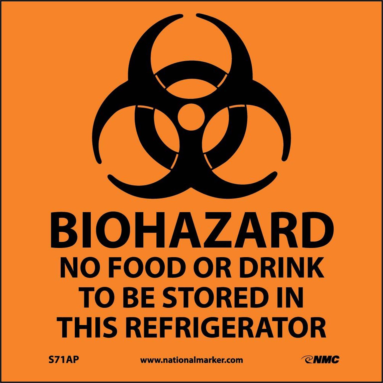 Biohazard No Food Or Drink . . .(Graphic); 4X4, Adhesive Vinyl, Labels sold in 5/Pk