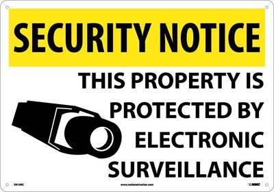 Security Notice Signs; This Property Is Protected By Electronic Surveillance, 14X20, Rigid Plastic