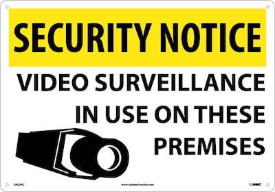 Security Notice Signs; Video Surveillance In Use On These Premises, 14X20, .040 Aluminum