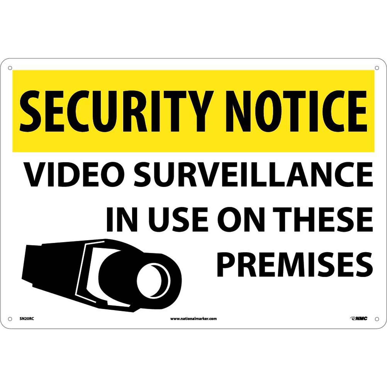 Security Notice Signs; Video Surveillance In Use On These Premises, 14X20, Rigid Plastic