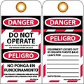 Lockout Tags; Lockout, Danger Do Not Operate. . .(Bilingual), 6X3, Unrip Vinyl, 10/Pk