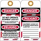 Lockout Tags; Danger, Do Not Operate Equipment Lock Out, Bilingual, 6" x 3", Unrip Vinyl, 25/Pack