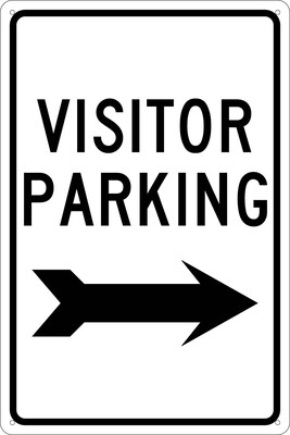 Parking Signs; Visitor Parking (With Right Arrow), 18X12, .040 Aluminum