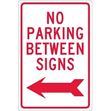 Parking Signs; No Parking Between Signs (W/ Left Arrow), 18X12, .040 Aluminum