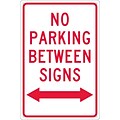 Parking Signs; No Parking Between Signs (W/ Double Arrow), 18X12, .040 Aluminum