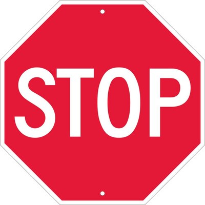 National Marker Reflective Stop Regulatory Traffic Sign, 18 x 18, Plastic (TM34R)
