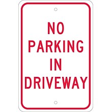 National Marker Reflective No Parking In Driveway Parking Sign, 18 x 12, Aluminum (TM46J)
