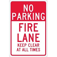 National Marker Reflective No Parking Fire Lane Keep Clear At All Times Parking Sign, 18 x 12, A