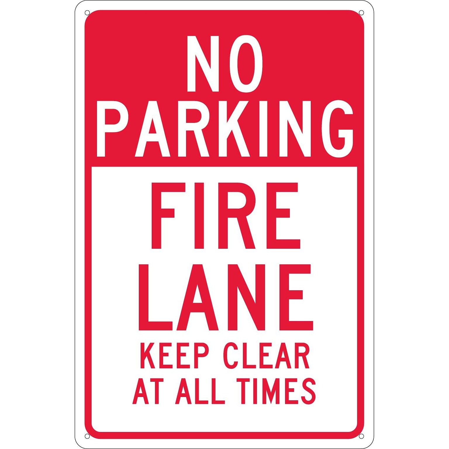National Marker Reflective No Parking Fire Lane Keep Clear At All Times Parking Sign, 18 x 12, Aluminum (TM47G)