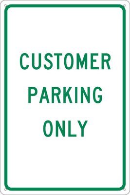 National Marker Reflective Customer Parking Only Parking Sign, 18 x 12, Aluminum (TM51G)