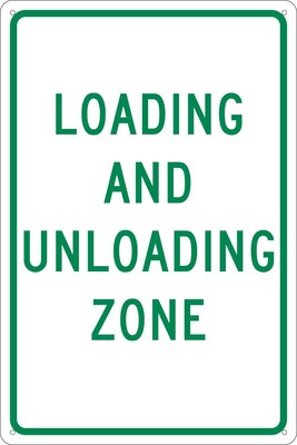 Traffic Warning Signs; Loading And Unloading Zone, 18X12, .040 Aluminum