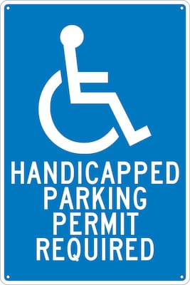 Parking Signs; Handicapped Parking Permit Required, 18X12, .040 Aluminum