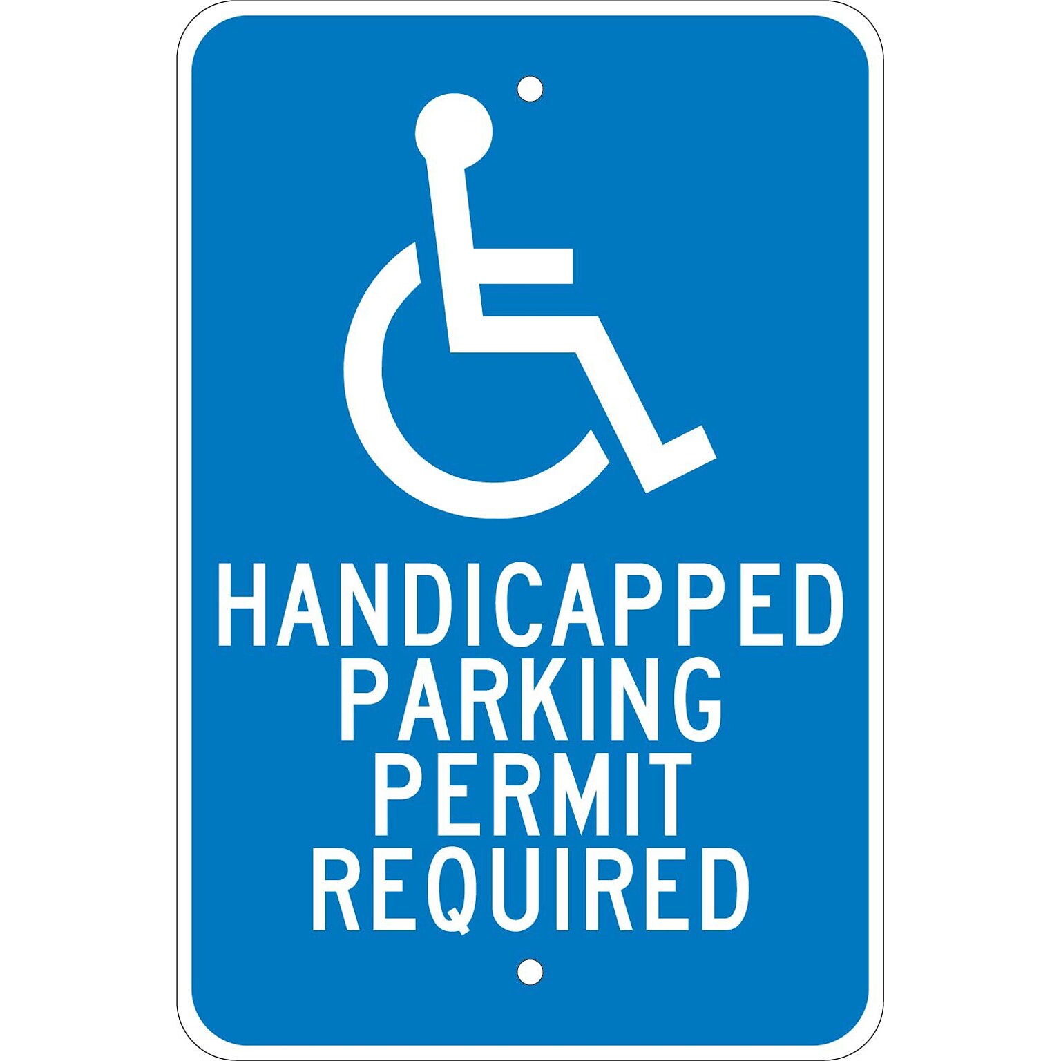 National Marker Reflective Handicapped Parking Permit Required Parking Sign, 18 x 12, Aluminum (TM84J)