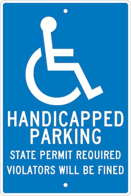 National Marker Handicapped Parking State Permit Required Violators Will Be Fined Parking Sign, 18