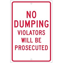 National Marker Reflective No Dumping Violators Will Be Prosecuted Warning Traffic Control Sign, 1