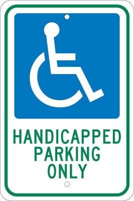 National Marker Reflective Handicapped Parking Only Parking Sign, 18 x 12, Aluminum (TM145J)