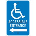Directional Signs; Graphic, Accessible Entrance (Left Arrow), 18X12, .080 Egp Ref Aluminum