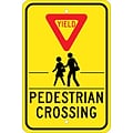 Traffic Warning Signs; Yield (Graphic) Pedestrian Crosswalk, 18X12, .080 Hip Ref Aluminum