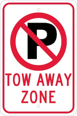 Parking Signs; Graphic(No Parking Symbol) Tow Away Zone, 18X12, .080 Egp Ref Aluminum