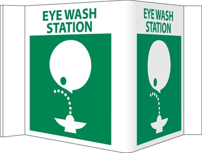 Notice Sign;  Visi  Eye Wash Station, White, 5 3/4X8 3/4, .125 PVC Plastic