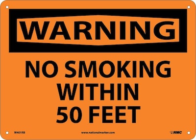 No Smoking Within 50 Feet, 10X14, Rigid Plastic, Warning Sign