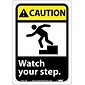 Caution Signs; Watch Your Step (W/Graphic), 10X7, Rigid Plastic