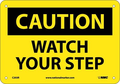 Caution Signs; Watch Your Step, 7X10, Rigid Plastic