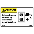 Caution Labels; Before Cleaning Or Servicing Disconnect Power...(Graphic), 3X5, Adhesive Vinyl, 5/Pk