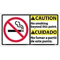Caution Signs; No Smoking Beyond This Point (Bilingual W/Graphic), 10X18, Rigid Plastic