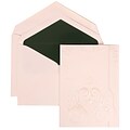 JAM Paper® Wedding Invitation Set, Large, 5.5 x 7.75, White Card with Hearts, Forest Green Lined Envelopes, 50/pack (313425319)