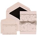 JAM Paper® Wedding Invitation Combo Sets, 1 Sm 1 Lg, White Cards, Silver Rose Ribbon, Black Lined Envelopes, 150/pk (302924678)
