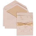 JAM Paper® Wedding Invitation Set, Large, 5.5 x 7.75, White, Flowers, Ecru Ribbon, Ivory Lined Envelopes, 50/pack (304225012)