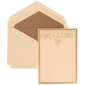 JAM Paper® Wedding Invitation Set, Large, 5.5 x 7.75, Ivory Cards, Gold Heart Jewel, Taupe Lined Envelopes, 50/pack (305624732)