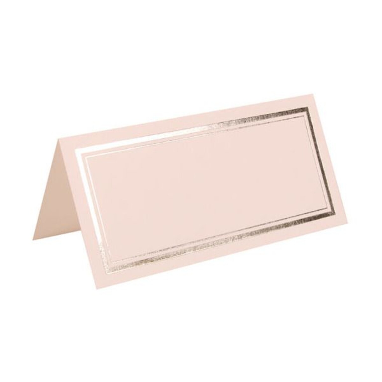 JAM Paper® Foldover Placecards, 2 x 4.25, White with Double Silver Border place cards, 100/pack (312125230)