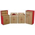 Wood Designs™ Dramatic Play 4 Set Plywood Classic Appliances W/Deluxe Hutch, Strawberry Red