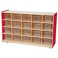 Wood Designs™ 20 Tray Storage With 20 Translucent Trays, Strawberry Red