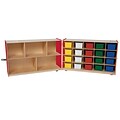 Wood Designs™ 30H Half and Half Tray Folding Storage With 20 Assorted Trays, Strawberry Red