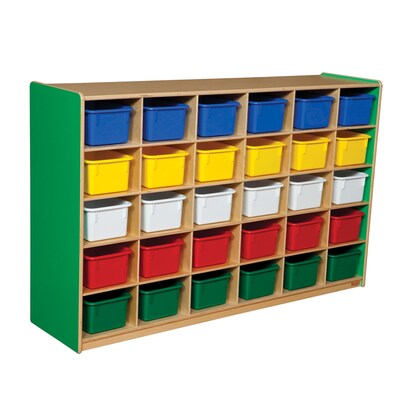 Wood Designs™ Cubby Storage Cabinet With 30 Assorted Trays, Green Apple