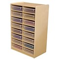 Wood Designs™ 16 - 3 Letter Tray Storage Unit With 16 Translucent Trays, Birch
