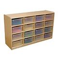 Wood Designs™ 16 - 5 Letter Tray Storage Unit With 16 Translucent Trays, Birch