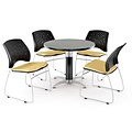 OFM™ 36 Round Multi-Purpose Gray Nebula Table With 4 Chairs, Golden Flax
